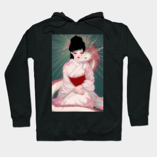 Geisha and white dragon 94009 Hoodie